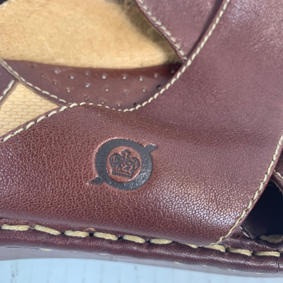 Born Criss Cross Leather Platform Wedge Sandal Womens 8M Brown Open Toe Slip On - Picture 5 of 13